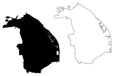 Barranquilla Şehri (Kolombiya Cumhuriyeti, Atlantico Bölümü) harita vektör çizimi, çizim şehri Barranquilla haritası