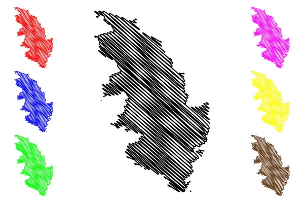 南科西省 法兰西共和国 科西嘉或科西地区 地图矢量图解 南科西嘉岛草图 — 图库矢量图片