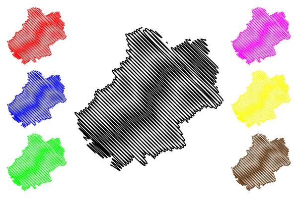 Lot Department Frankreich Französische Republik Okzitanien Oder Okzitanien Kartenvektorillustration Kritzelskizze — Stockvektor