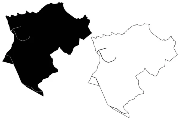 Cayenne City Guiana Francesa França Mapa Ilustração Vetorial Esboço Rabiscos — Vetor de Stock