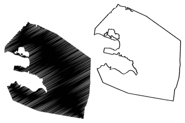 圣约翰市 安提瓜和巴布达 安提瓜岛 地图矢量图解 速写草图圣约翰市地图 — 图库矢量图片