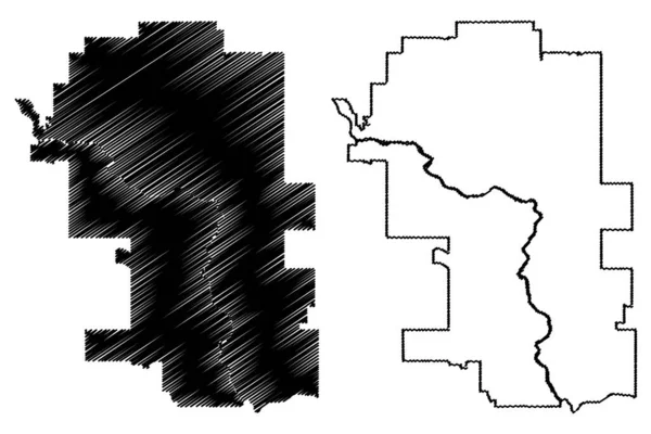 卡尔加里市 加拿大艾伯塔省 地图矢量图解 抄写草图卡尔加里市地图 — 图库矢量图片