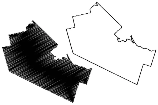 Hamilton City Καναδάς Επαρχία Οντάριο Χάρτη Διανυσματική Απεικόνιση Scribble Σκίτσο — Διανυσματικό Αρχείο