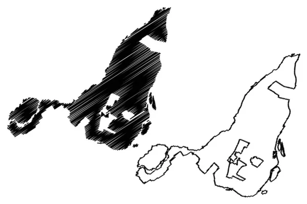 Μόντρεαλ Σίτι Καναδάς Επαρχία Κεμπέκ Χάρτη Διανυσματική Απεικόνιση Scribble Σκίτσο — Διανυσματικό Αρχείο
