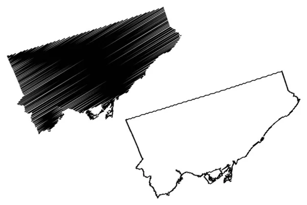 Toronto City Canada Provincia Dell Ontario Mappa Vettoriale Illustrazione Abbozzo — Vettoriale Stock