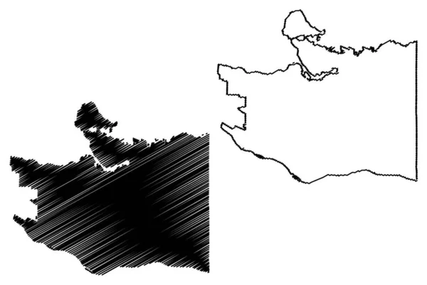 Vancouver City Kanada Provincie Britská Kolumbie Mapa Vektorová Ilustrace Čmáranice — Stockový vektor