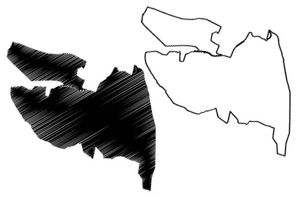 Vega City 도미니카 공화국 히스파니올라 Map Vector Illustration Scribble Sketch — 스톡 벡터