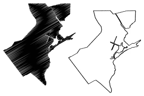 Portmore City Jamaica Island Map Vector Illustration Scribble Sketch City — Stock Vector
