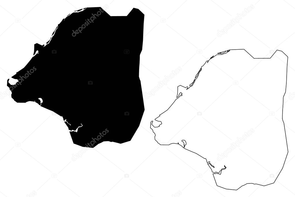Douala City (Republic of Cameroon, Wouri Department) map vector illustration, scribble sketch City of Douala map