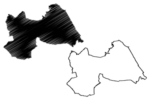 トゥクストラ グティエレス市 メキシコ メキシコ チアパスの自由と主権国家 地図ベクトルイラスト スケッチトゥクストラ グティエレス市地図 — ストックベクタ