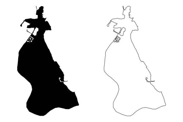 吉布提市 吉布提共和国 地图矢量图解 速写吉布提市地图 — 图库矢量图片