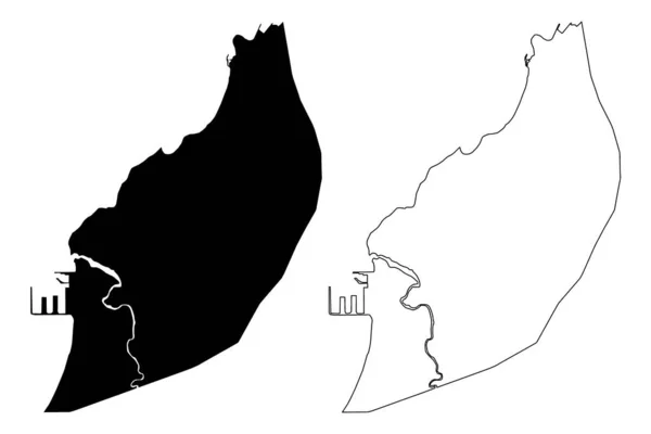 Bata City República Guiné Equatorial Província Litoral Mapa Vetorial Ilustração — Vetor de Stock