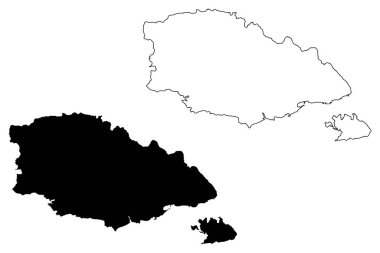 Gozo Bölgesi (Malta Cumhuriyeti, Gozo ve Comino adaları, takımadalar, Malta Bölgeleri) harita vektör çizimi, karalama çizimi Regjun Ghawdex haritası
