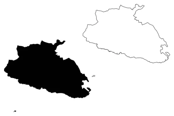 南地域 マルタ共和国 マルタ地域 地図ベクトル図 スケッチブック Regjun Nofsinhar Map — ストックベクタ