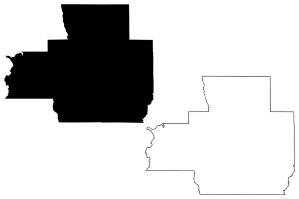路易斯安那州Bienville县 地图矢量图解 速写草图Bienville教区地图 — 图库矢量图片