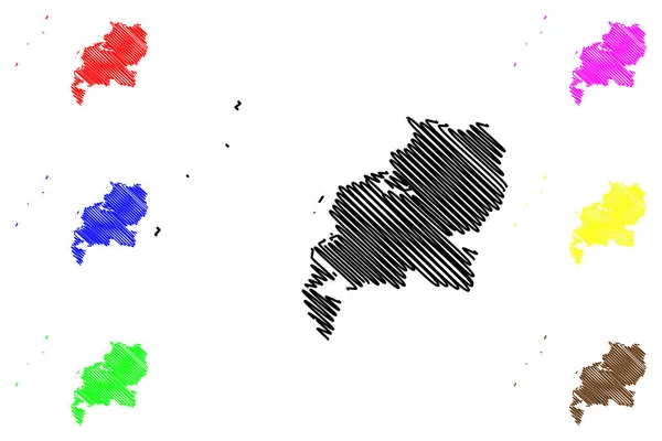 Makassar City Indonéská Republika Ostrov Sulawesi Mapa Vektorová Ilustrace Čmáranice — Stockový vektor