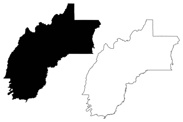 里奇兰县 路易斯安那州 地图矢量图解 速写草图里奇兰教区地图 — 图库矢量图片