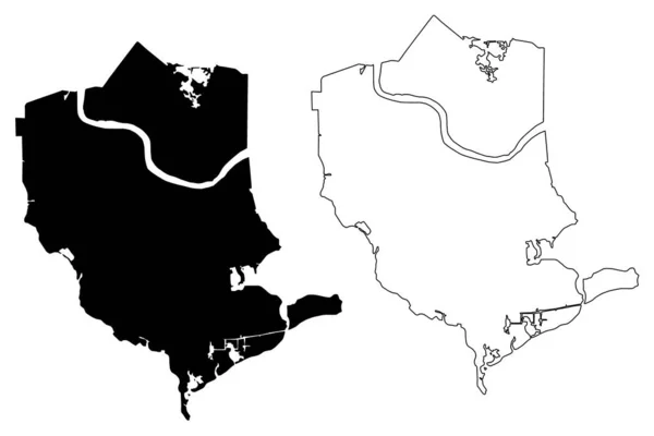 Charles County Louisiana County United States America Usa Mapa Vector — Vector de stock