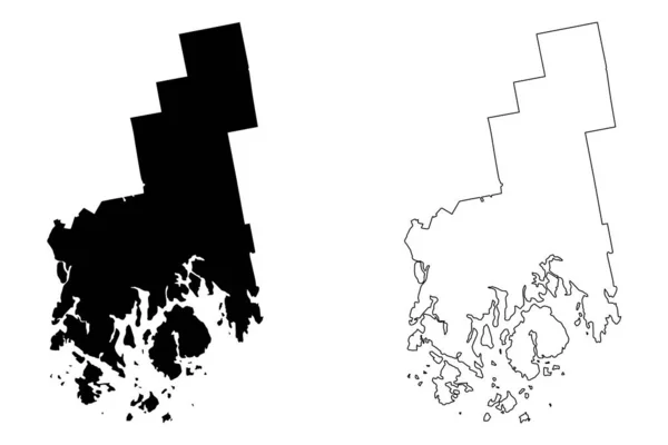 Карта Округа Хэнкок Штат Мэн Сша Сша Сша Сша Векторная — стоковый вектор
