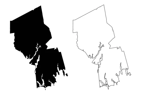 Bristol County Commonwealth Massachusetts County United States America Usa Map — Stock Vector