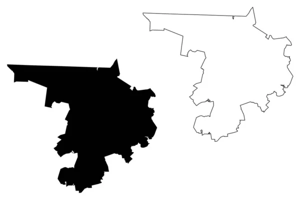 Middlesex County Commonwealth Massachusetts 미국군 Map Vector Illustration Scribble Sketch — 스톡 벡터