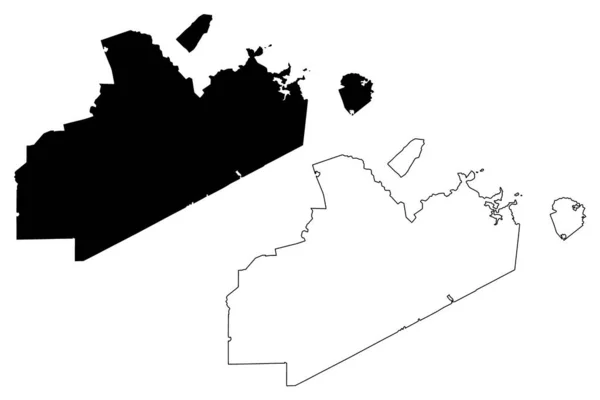 Norfolk County Commonwealth Massachusetts 미국군 Map Vector Illustration Scribble Sketch — 스톡 벡터