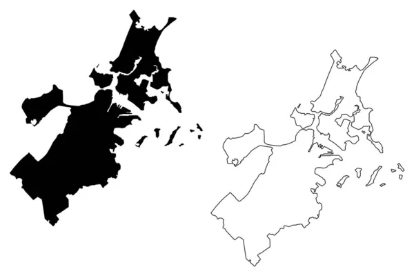 サフォーク郡 マサチューセッツ州 アメリカ アメリカ アメリカ アメリカ アメリカ 地図ベクトル図 スケッチサフォーク地図 — ストックベクタ