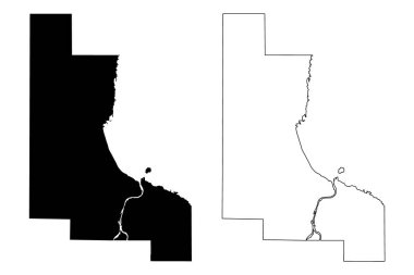 Bay County, Michigan (ABD eyaleti, Amerika Birleşik Devletleri, ABD) harita vektör çizimi, çizim Bay haritası