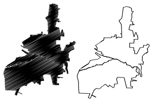 Ciudad Salta República Argentina Provincia Salta Mapa Vector Ilustración Garabato — Archivo Imágenes Vectoriales