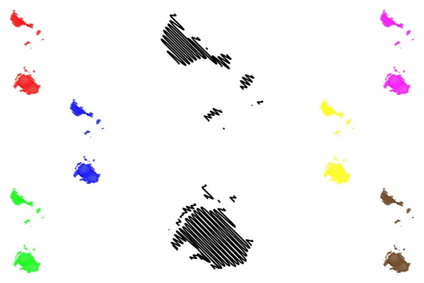 Провинция Шефа Республика Вануату Архипелаг Карта Векторная Иллюстрация Каракули Эфате — стоковый вектор