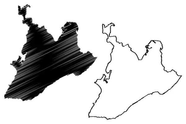 サルバドール市 ブラジル連邦共和国 バイーア州 地図ベクトル図 スケッチブルスケッチサン サルバドール市バイーア サントス地図 — ストックベクタ