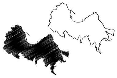 Valparaiso Şehri (Şili Cumhuriyeti, Valparaiso Bölgesi) harita vektör illüstrasyonu, Valparaiso harita şemasını karala