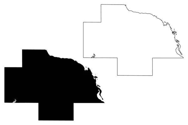 ワバシャ郡 米国ミネソタ州 アメリカ アメリカ アメリカ 地図ベクトル図 スケッチブルなスケッチワバシャ地図 — ストックベクタ