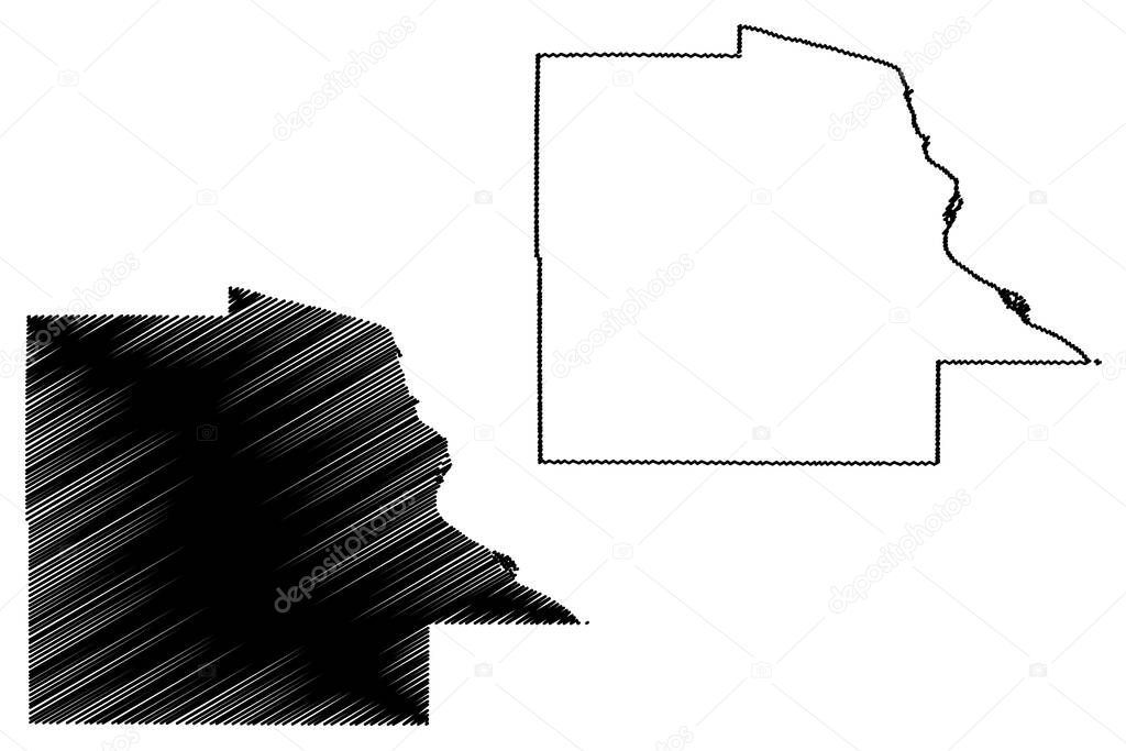 Dubuque County, Iowa (U.S. county, United States of America, USA, U.S., US) map vector illustration, scribble sketch Dubuque map