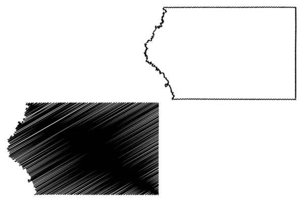 Plymouth County Iowa County United States America Usa Mapa Vector — Vector de stock