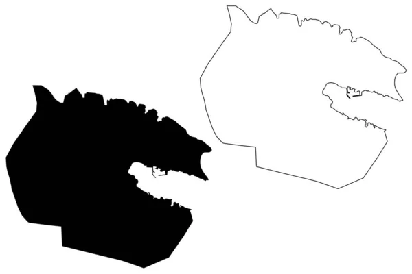 Ciudad Tobruk Estado Libia Región Cirenaica Mapa Vector Ilustración Boceto — Vector de stock