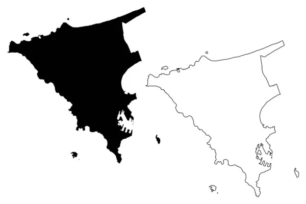 Dakar City Republiken Senegal Dakar Region Karta Vektor Illustration Klottra — Stock vektor