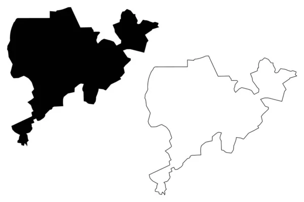 Dodoma City Repubblica Unita Della Tanzania Mappa Vettoriale Illustrazione Abbozzo — Vettoriale Stock