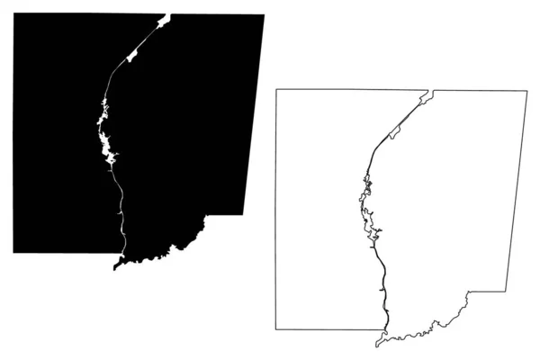 モンロー郡 ミシシッピ州 アメリカ アメリカ アメリカ 地図ベクトル図 スケッチブルなスケッチモンロー地図 — ストックベクタ