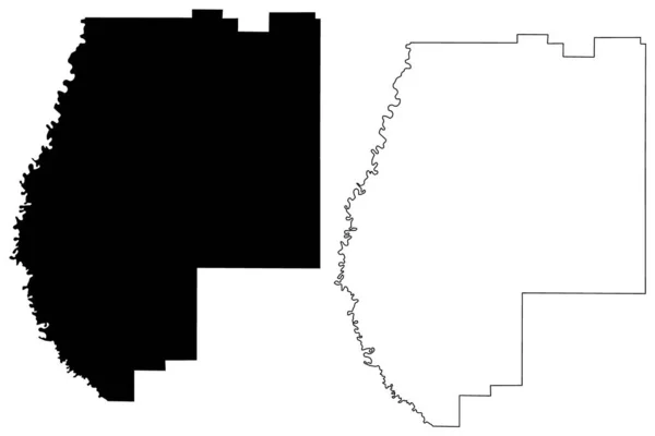 密西西比州珠江县 地图矢量图解 手绘草图珠江图 — 图库矢量图片