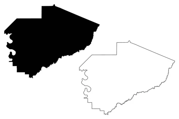 密西西比州亚祖县 地图矢量图解 速写草图亚祖地图 — 图库矢量图片