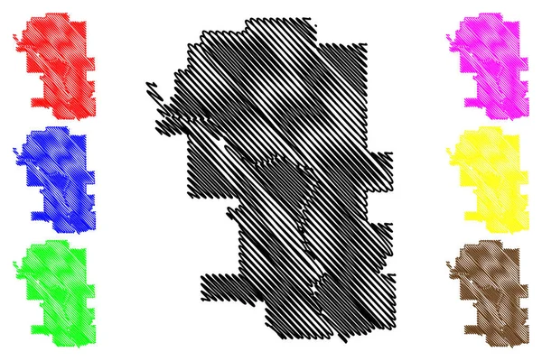 Ciudad Calgary Canadá Provincia Alberta Mapa Vector Ilustración Boceto Garabato — Archivo Imágenes Vectoriales
