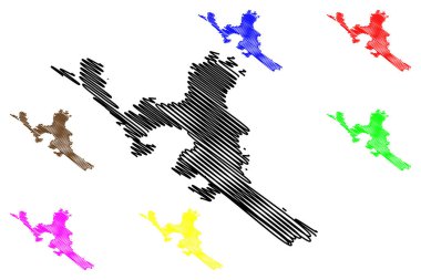 Acapulco Şehri (ABD, Meksika, Meksika, Guerrero Eyaleti) harita vektör çizimi, çizim şehri Acapulco de Juarez haritası