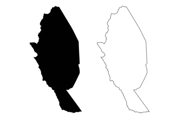 Карта Округа Китуи Республика Кения Восточная Провинция Векторная Иллюстрация Каракули — стоковый вектор