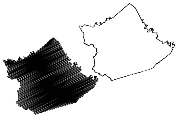 ケンタッキー州ブルボン郡 アメリカ アメリカ アメリカ アメリカ 地図ベクトル図 スケッチブルボン地図 — ストックベクタ