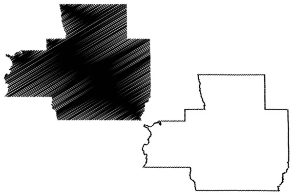 루이지애나 스케치 Bienville Parish Map — 스톡 벡터