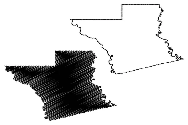 Grant County Louisiana 미국군 Map Vector Illustration Scribble Sketch Grant — 스톡 벡터