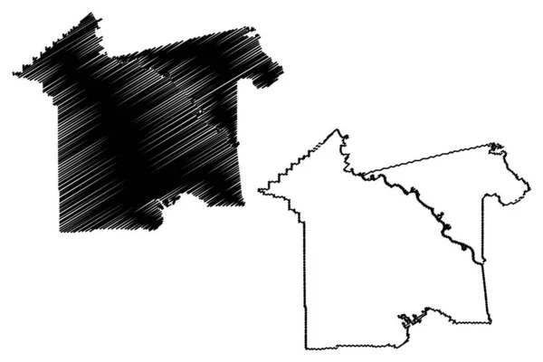 루이지애나 래피즈군 스케치 Rapides Parish Map — 스톡 벡터