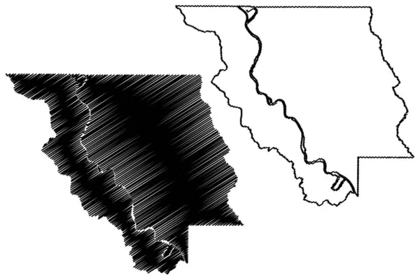 Condado Red River Luisiana County United States America Usa Mapa — Archivo Imágenes Vectoriales