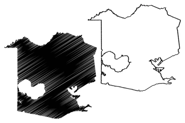 路易斯安那州弗尔米隆县 地图矢量图解 速写草图弗尔米隆教区地图 — 图库矢量图片